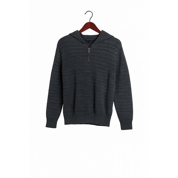 Banana Republic Other - Banana Republic Mens Gray Knit Hoodie Pullover 1/4 Zip‎ Sweater Medium